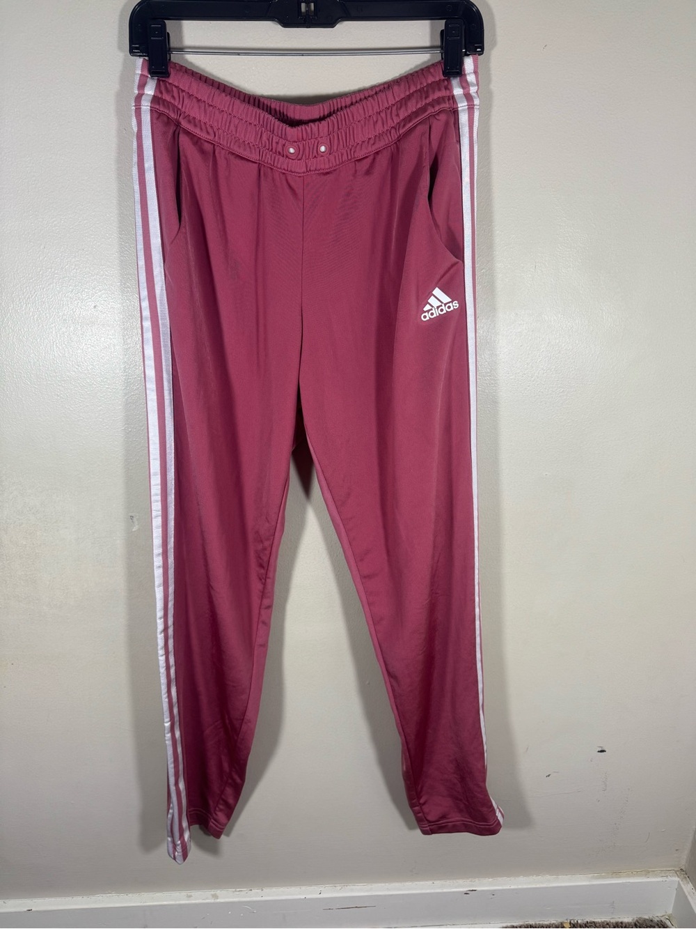 adidas Mauve Track Pants with White Three-Stripes